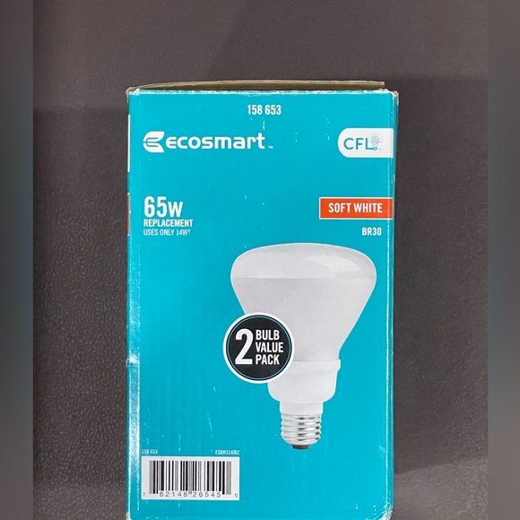 Ecosmart CFL - Compact Flourescent lighting Soft White BR30 2 Bulbs NWT - Picture 2 of 6
